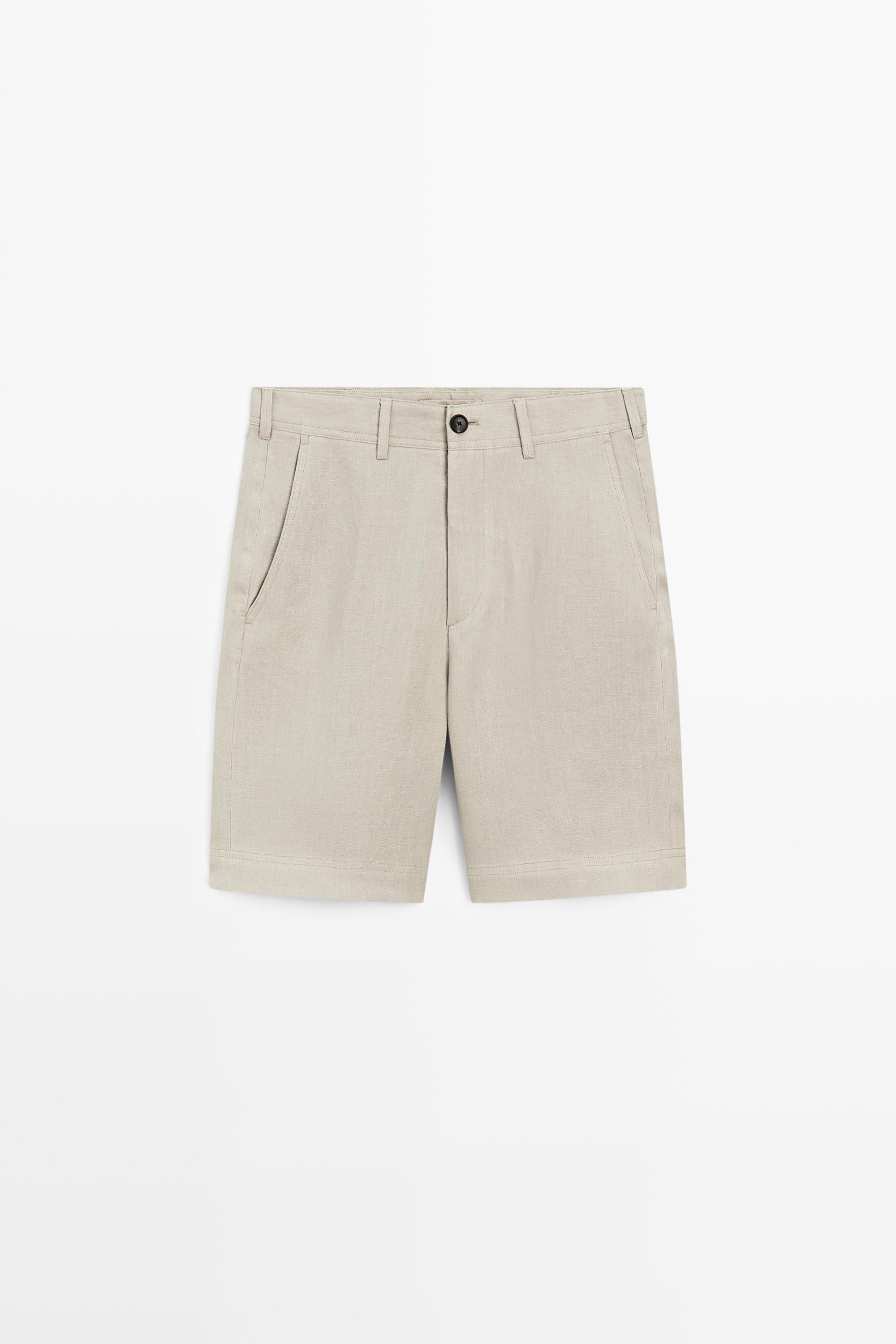 100% linen short Bermuda shorts